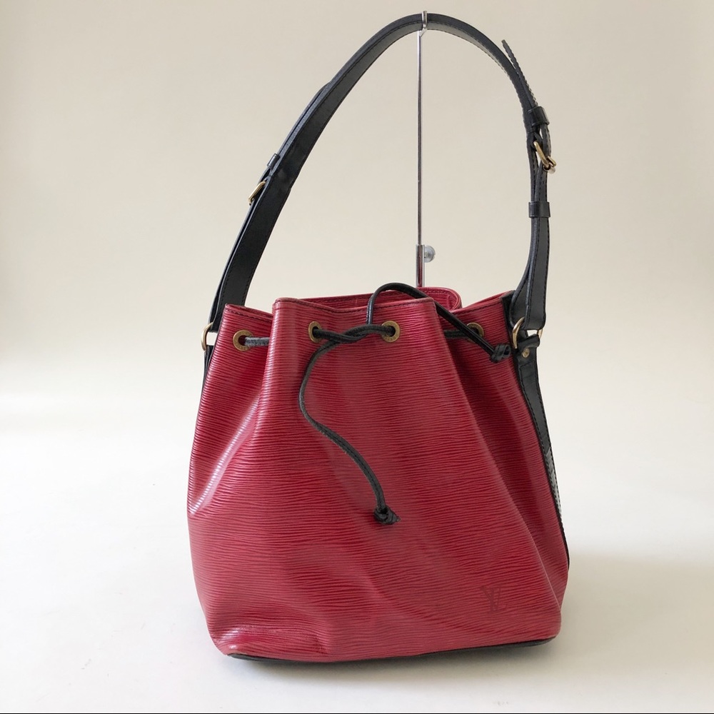 Louis Vuitton Red Black Epi Noe bucket bag